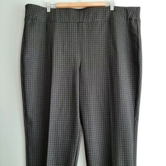 LAURA PLUS / Houndstooth Pull-on Comfy Dress Pants Gray & Black Sz 22 - Picture 3 of 9